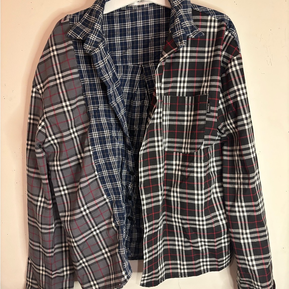 Grand Style Gray and Blue Blazer Suit Jacket